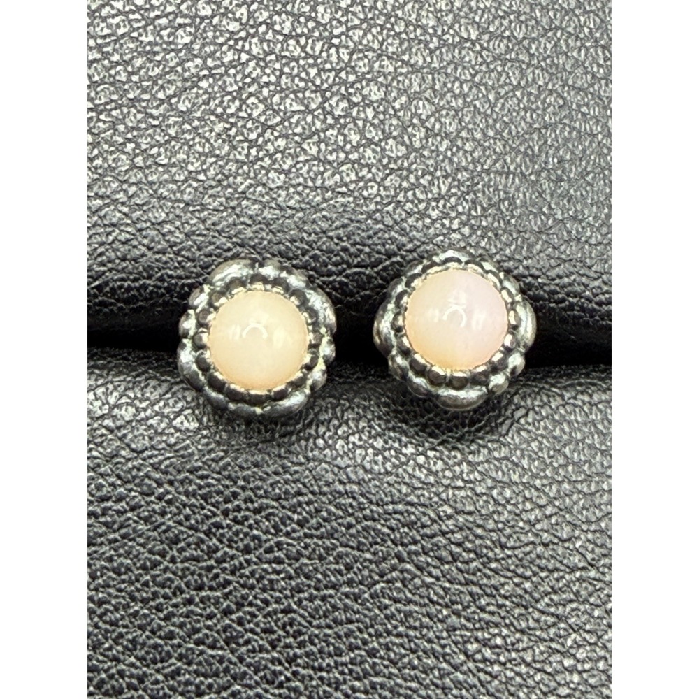 Pandora Sterling Silver Pink Gem Dainty Earrings 925 ALE J30